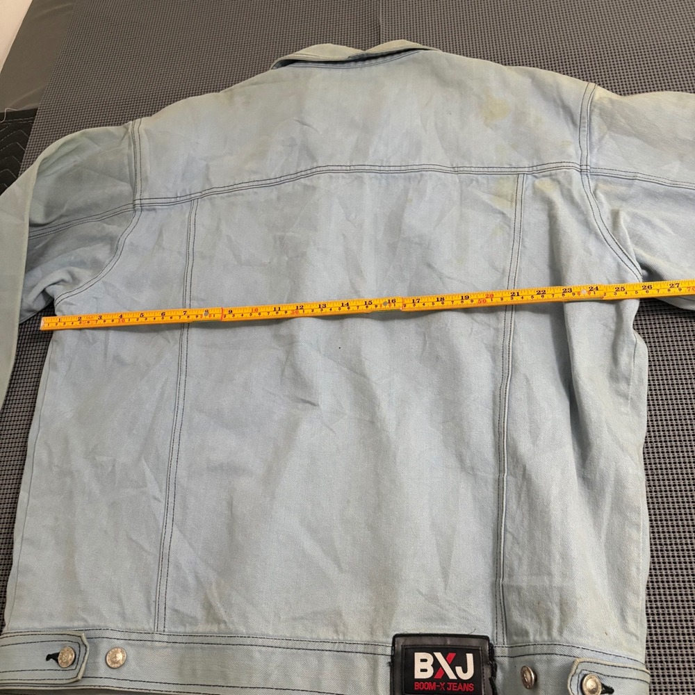 BXJ Boom-X Jeans Mens XL Vintage Light Wash Denim Trucker Jacket Blue Streetwear - Picture 4 of 4